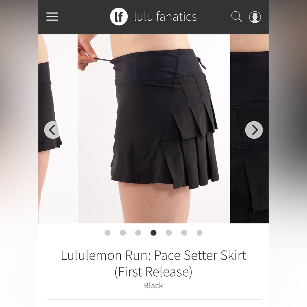 Lululemon White Racerback Short Tank and Black Pacesetter Running Skirt bundle